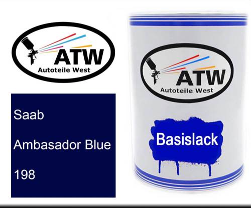 Saab, Ambasador Blue, 198: 500ml Lackdose, von ATW Autoteile West.